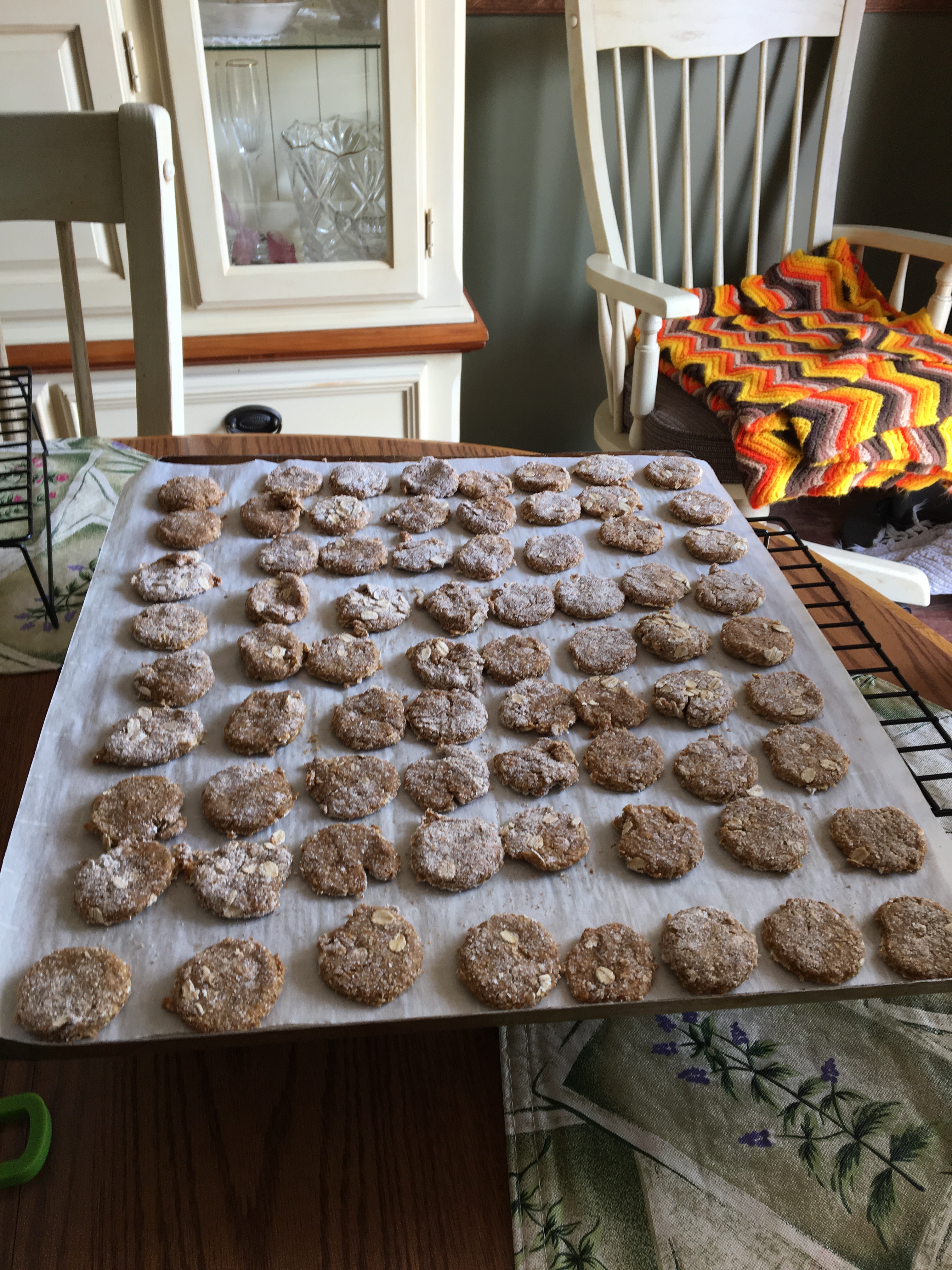 Puppy Love Treats: First batch out, now a second. I even cook the scraps for a little extra in the food bowl.